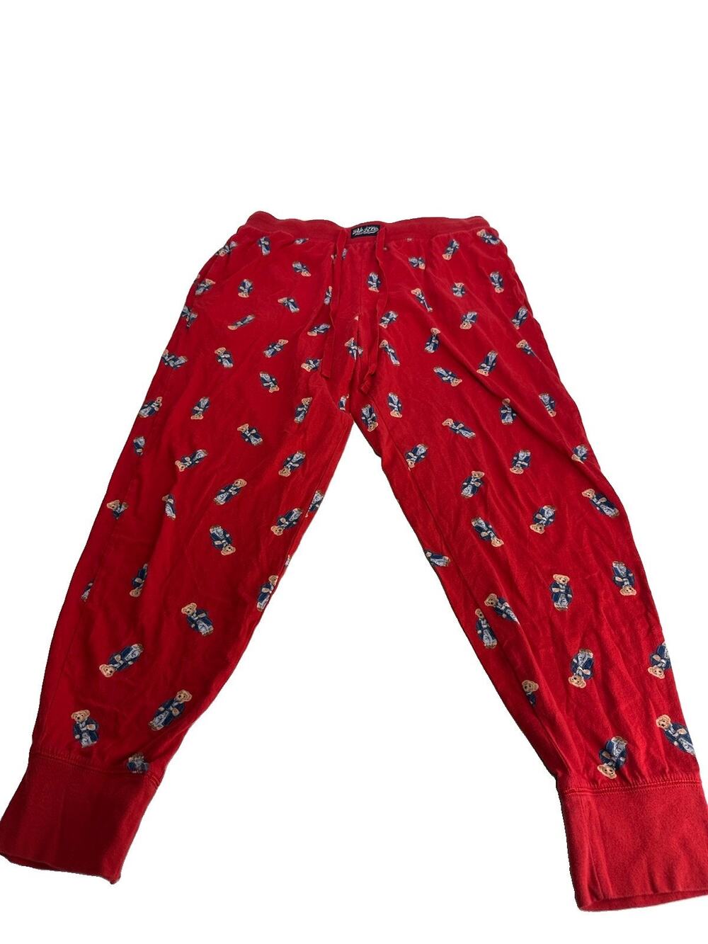 Polo Ralph Lauren Men's Red All Over Polo Bear Cotton Knit Sleep Jogger Pants L
